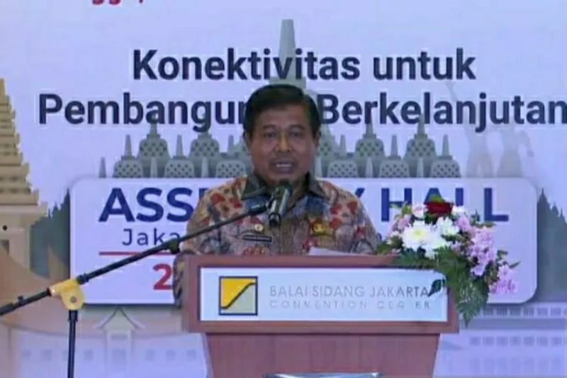 Sekjen Kemendagri Suhajar Diantoro saat membuka Indoneia Maju Expo dan Forum