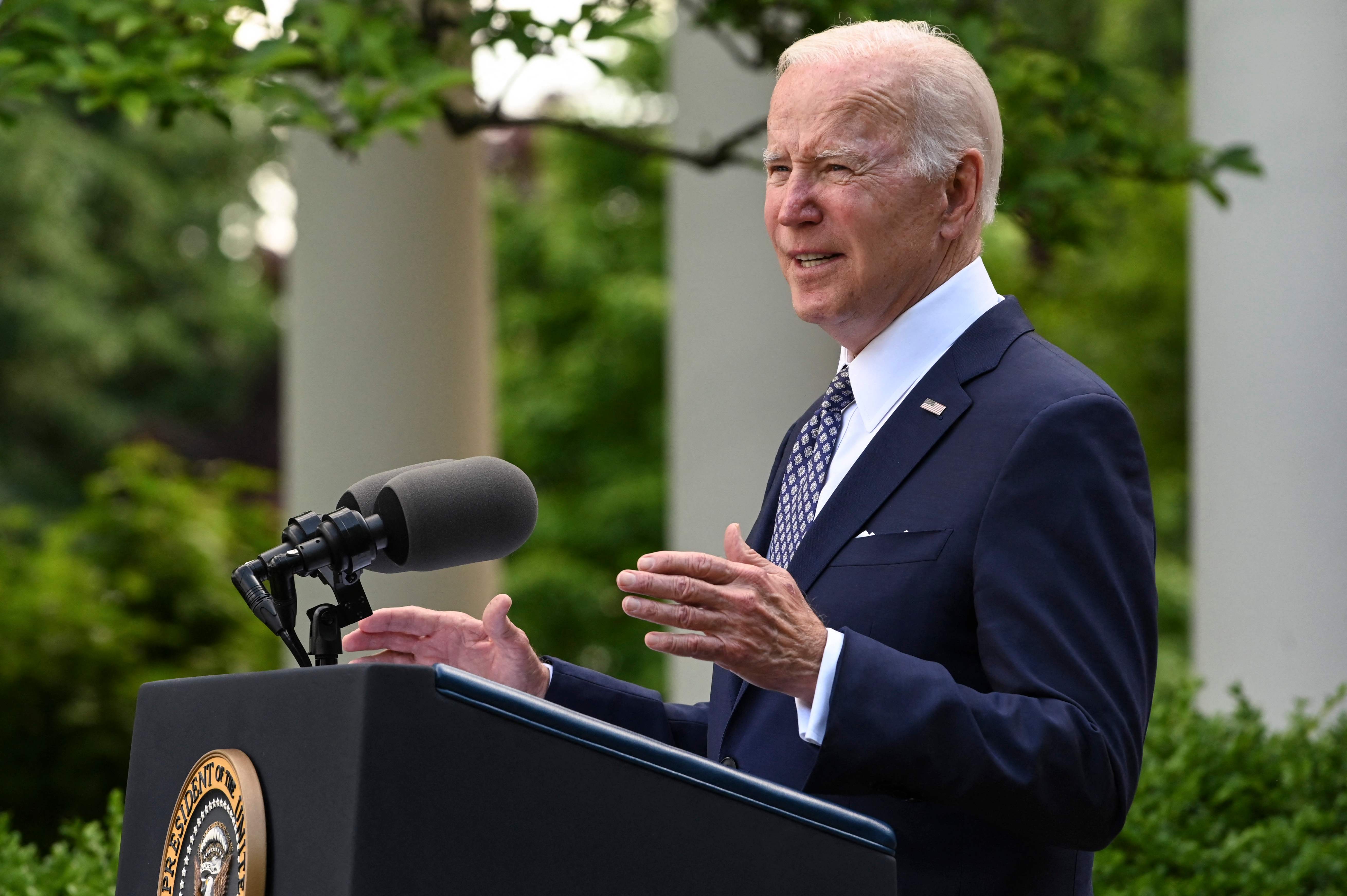 Presiden AS Joe Biden saat berpidato di Gedung Putih, Washington, DC.