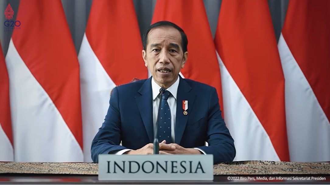 Presiden Joko Widodo saat menyampaikan pidato di KTT Global Covid-19.
