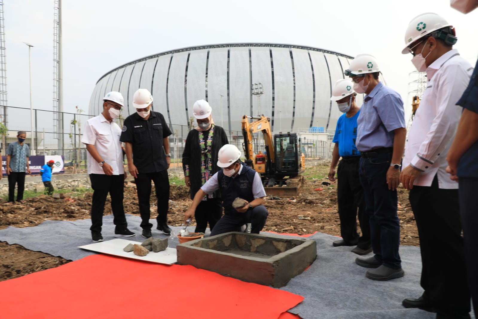 Ground breaking pembangunan penataan Kampung Susun Bayam, Pademangan, Jakarta Utara, Sabtu (7/5/2022).