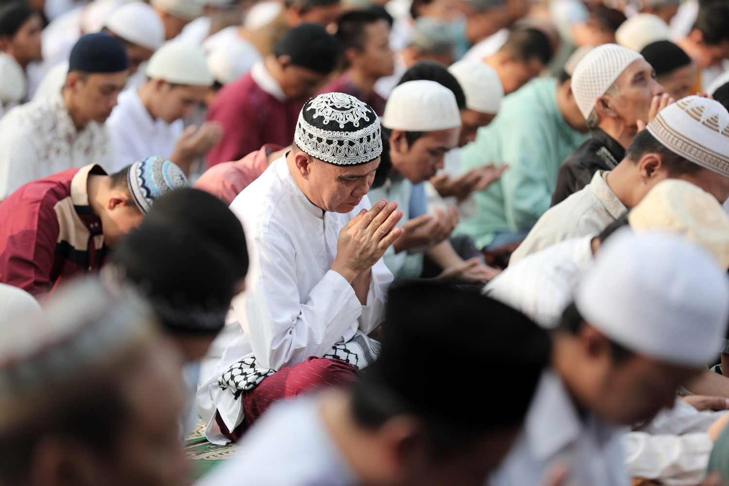 Ilustrasi warga binaan di rutan saat melaksanakan salat Idulfitri.