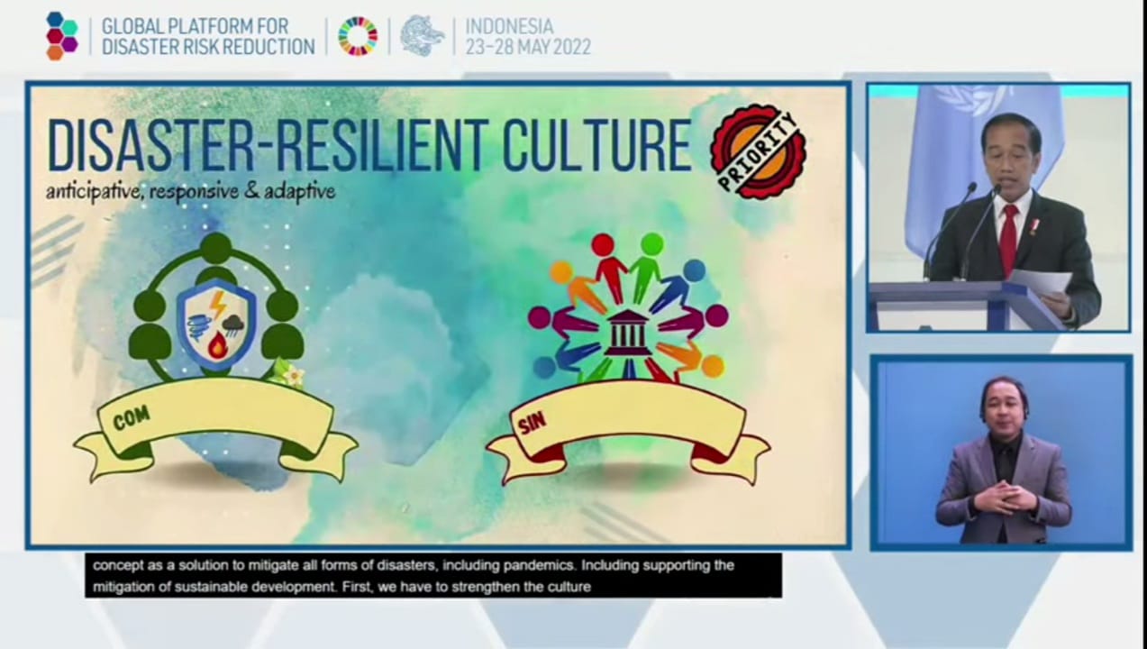Presiden Joko Widodo membuka secara langsung acara The 7th GPDRR 2022 di Nusa Dua, Bali, Rabu (25/5/2022)