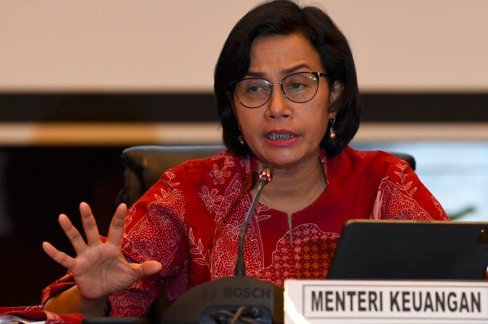 Menteri Keuangan Sri Mulyani saat konferensi pers realisasi APBN