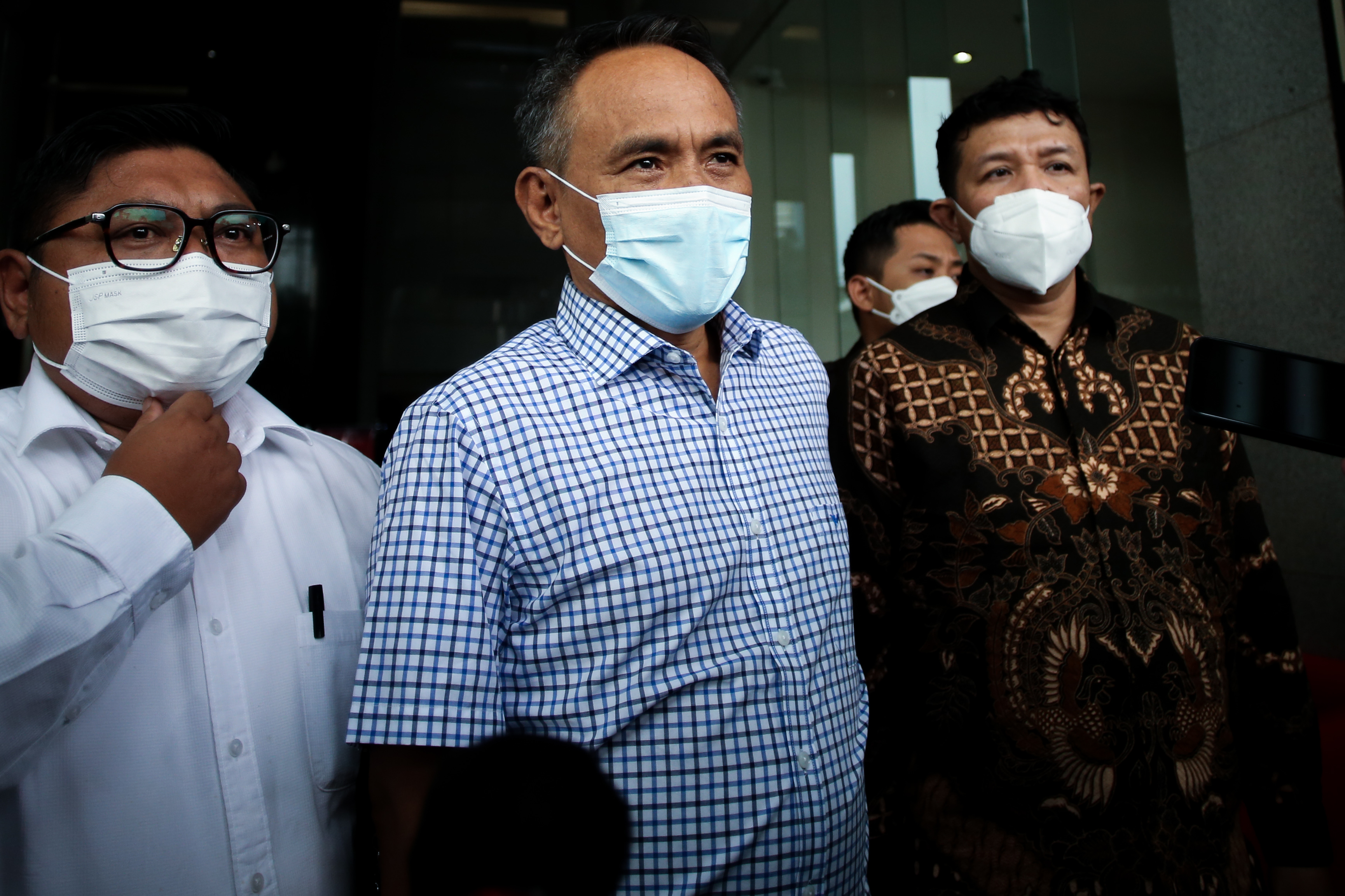 Ketua Badan Pemenangan Pemilu (Bappilu) Partai Demokrat, Andi Arief (tengah).