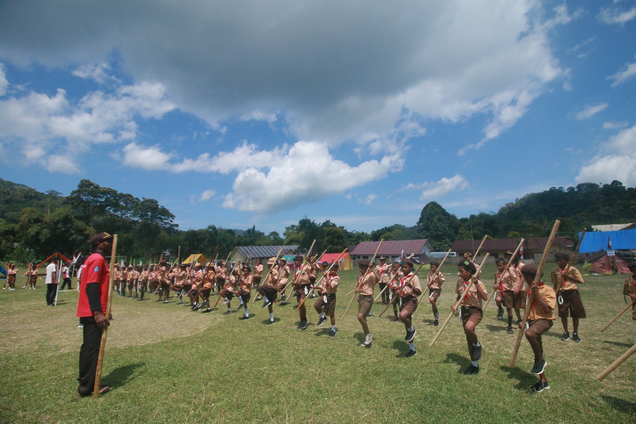 Kegiatan Pramuka bertajuk Bumi Perkemahan Bangsa-Bangsa (PBB) di Kecamatan Boawae, Kabupaten Nagekeo, NTT.