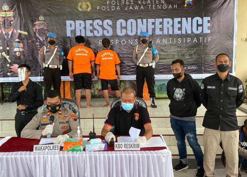 Polres Klaten menangkap dua pelaku tindak kekerasan