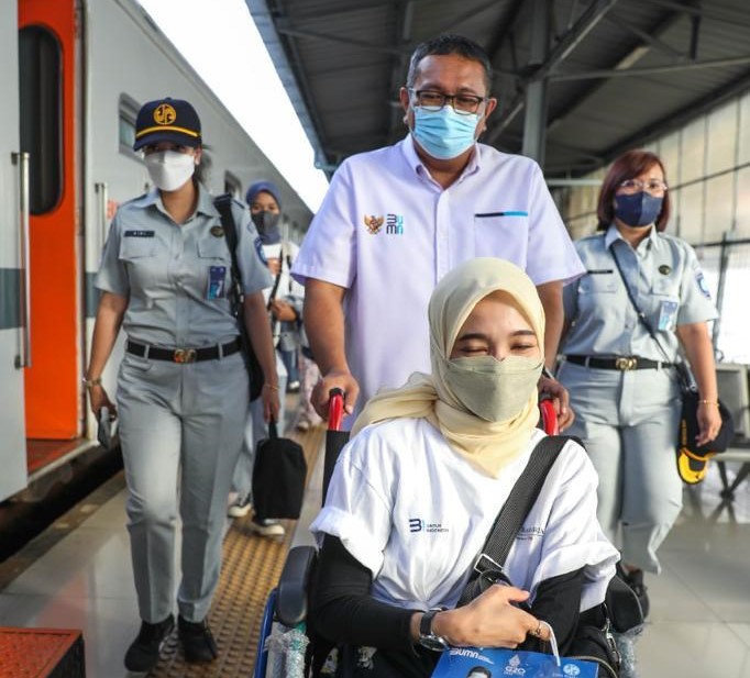 Peserta mudik gratis yang diselenggarakan Kementerian BUMN