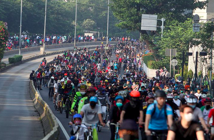 Suasana saat Car Free Day pada 21 Juni 2020.