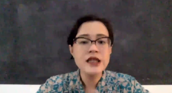 Tangkapan layar sineas asal Indonesia Mandy Marahimin sebagai Kurator untuk Pekan Film V20 2022 dalam konferensi pers daring, Kamis (12/5/20