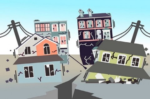 Ilustrasi bangunan ambruk