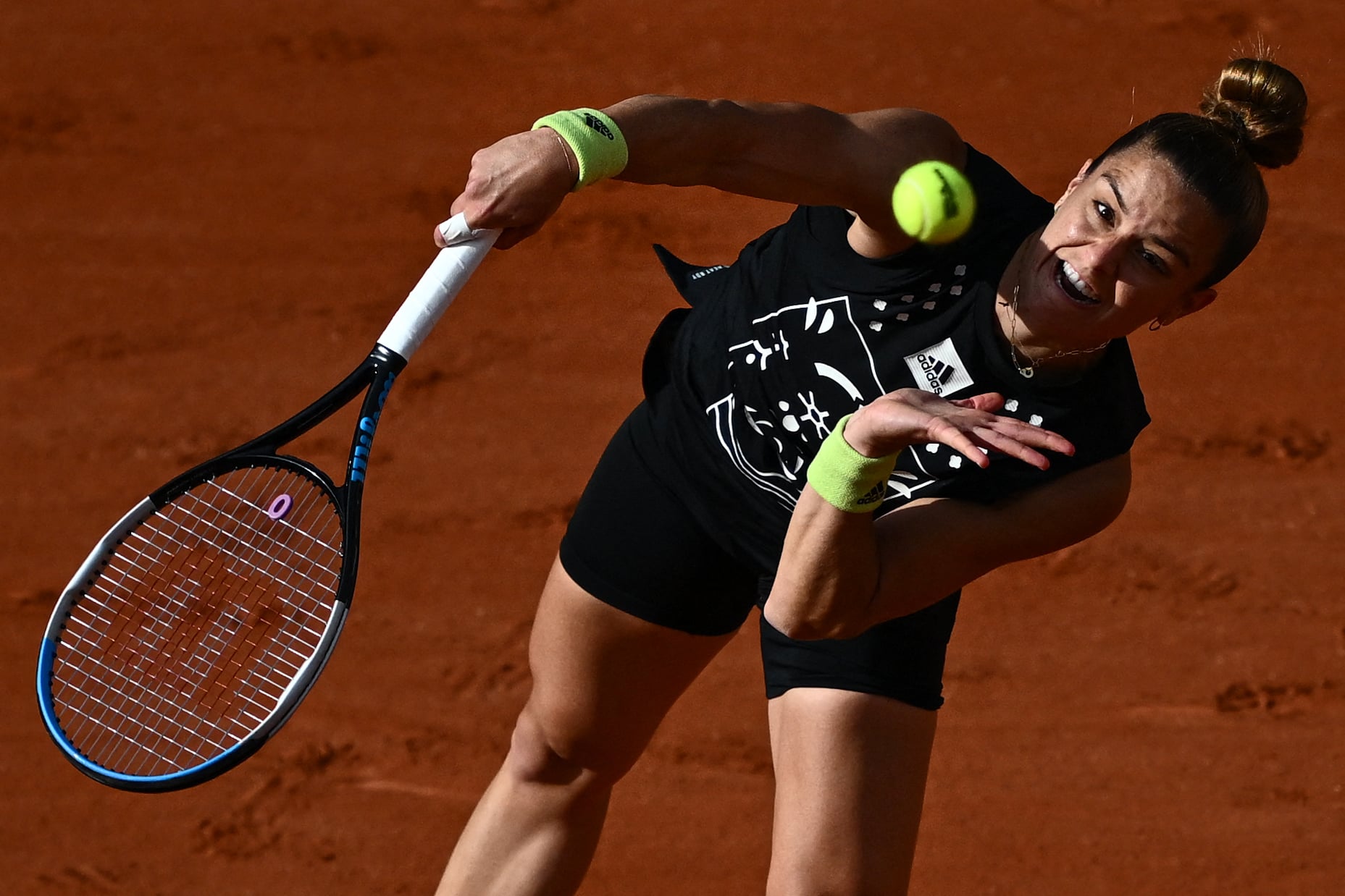 Petenis asal Yunani, Maria Sakkari, saat berlaga di Roland Garros.