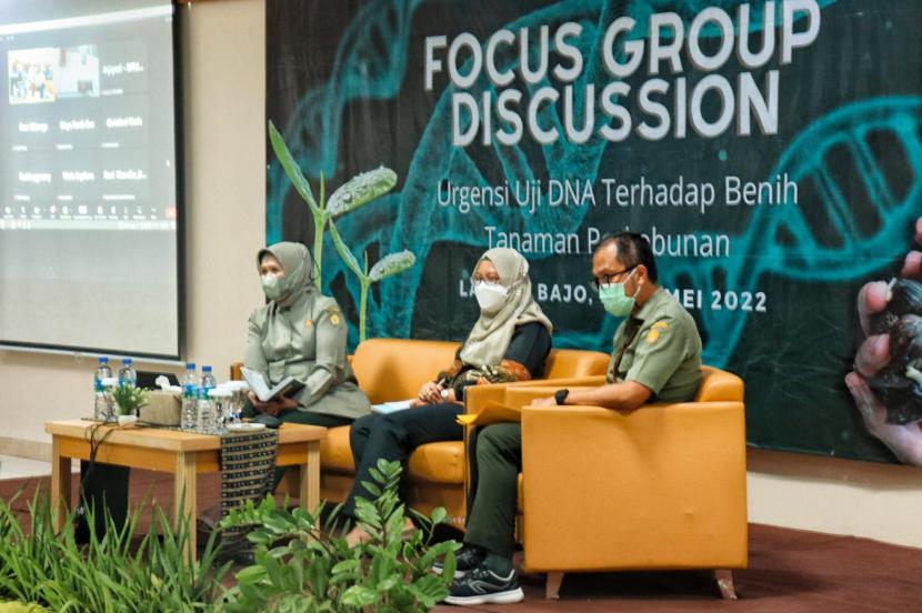Kegiatan Focus Group Discussion (FGD) Urgensi Uji DNA terhadap Benih Tanaman Perkebunan, di Labuan Bajo, NTT, Senin (23/5).