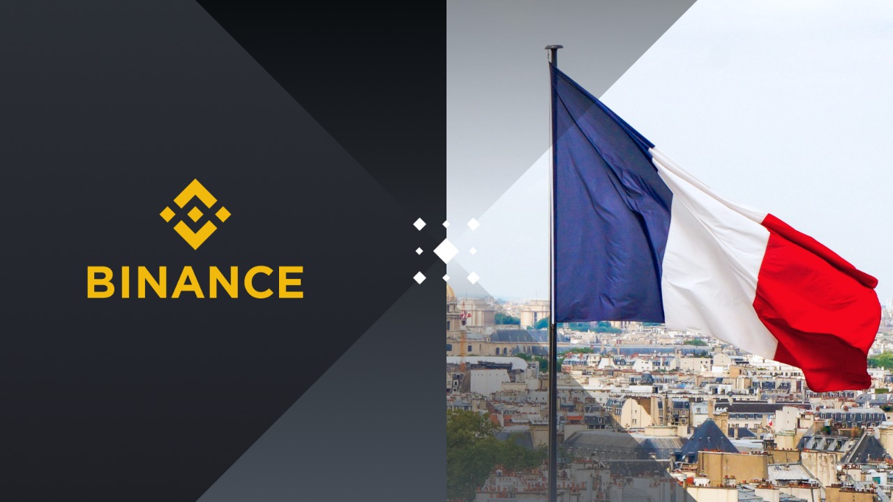 Ilustrasi Binance dan Bendera Prancis
