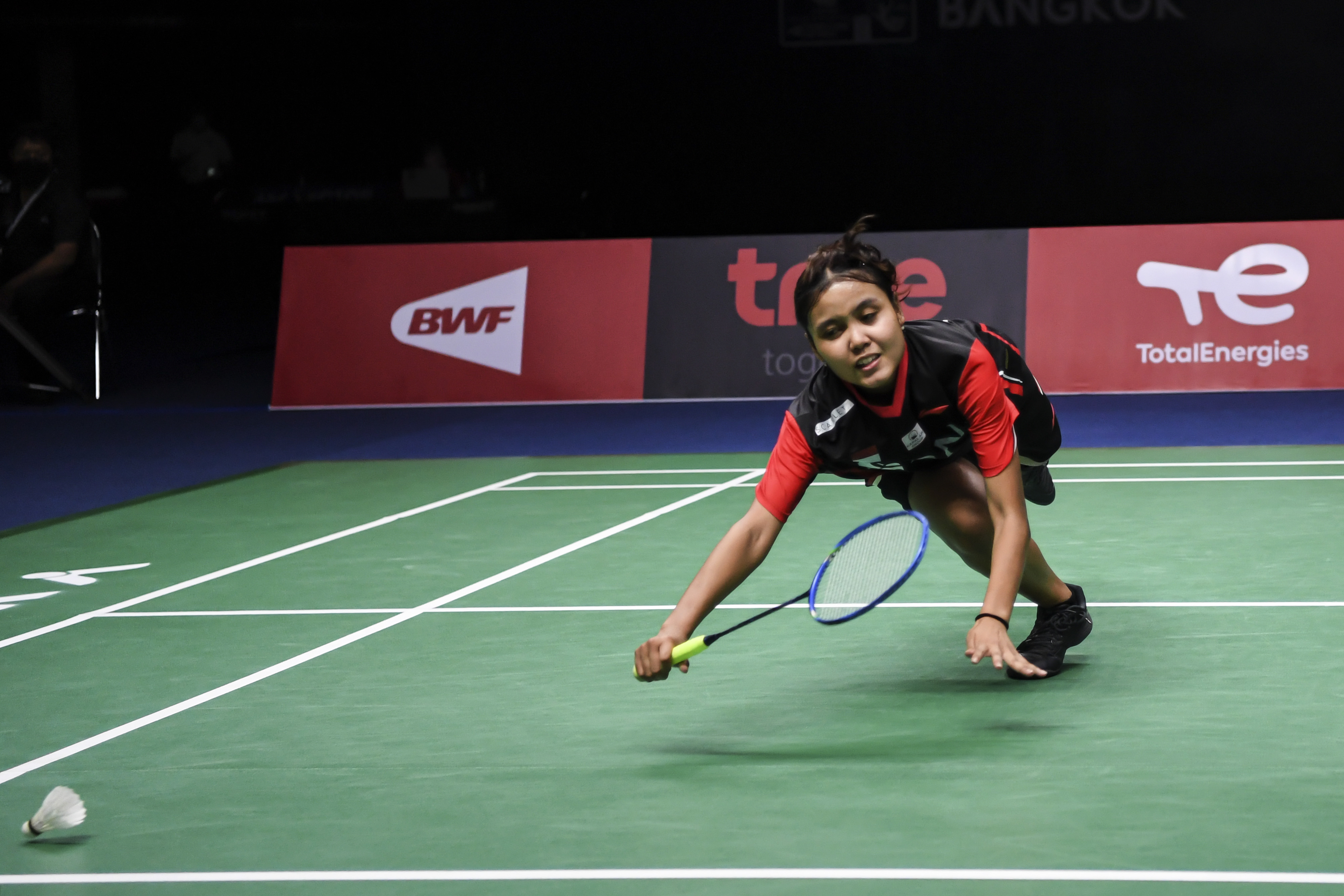 Pebulu tangkis tunggal putri Indonesia Bilqis Prasista saat berlaga di Piala Uber 2022.