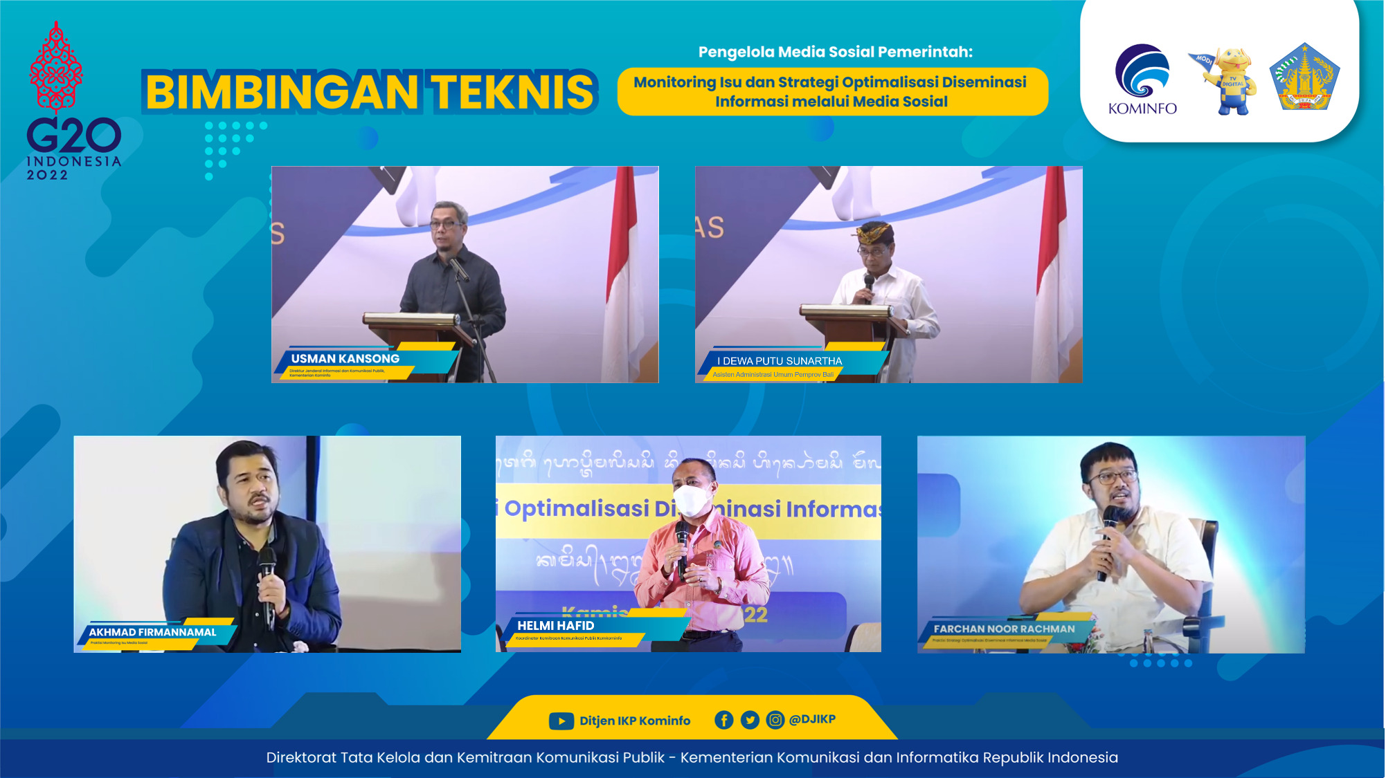 Tampilan lzoom meeting Bimbingan Teknis Monitoring Isu dan Strategi Optimalisasi Diseminasi Informasi melalui Media Sosial 