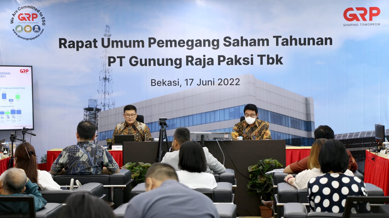 Rapat Umum Pemegang Saham (RUPS) Tahunan PT Gunung Raja Paksi Tbk (GGRP), di Bekasi, Jumat (17/6/2022).