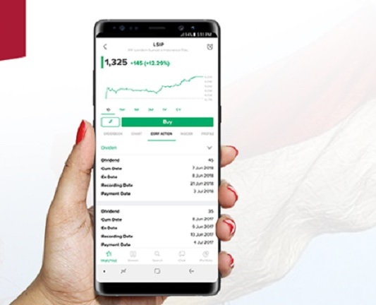  Aplikasi investasi saham Stockbit di layar smartphone.