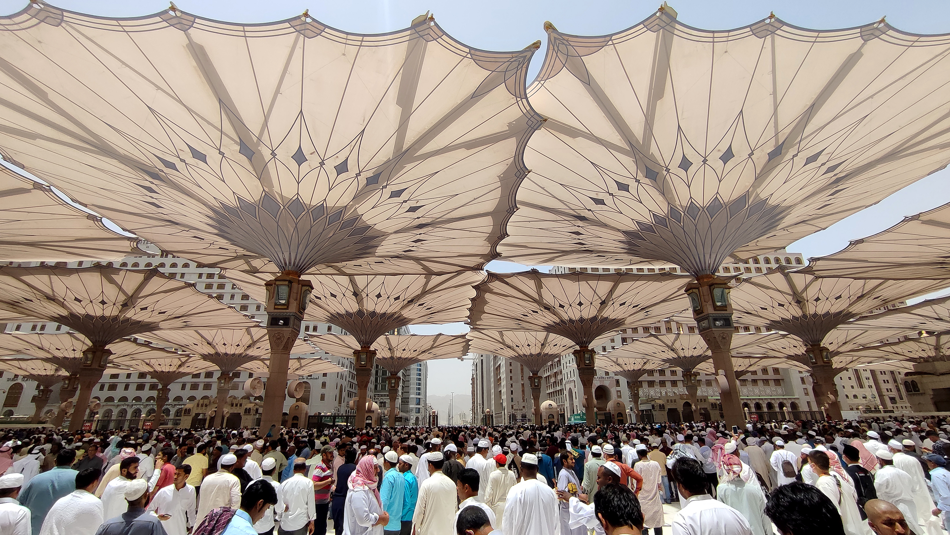 Umat muslim memadati Masjid Nabawi saat Shalat Jumat, Jumat (3/6)