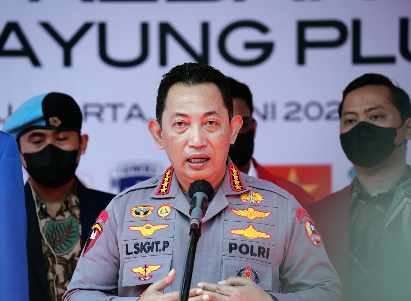 Kapolri Jenderal Listyo Sigit Prabowo menghadiri acara launching 'Rumah Kebangsaan' di Jalan Hang Lekir, Jakarta Selatan, Senin (27/6).