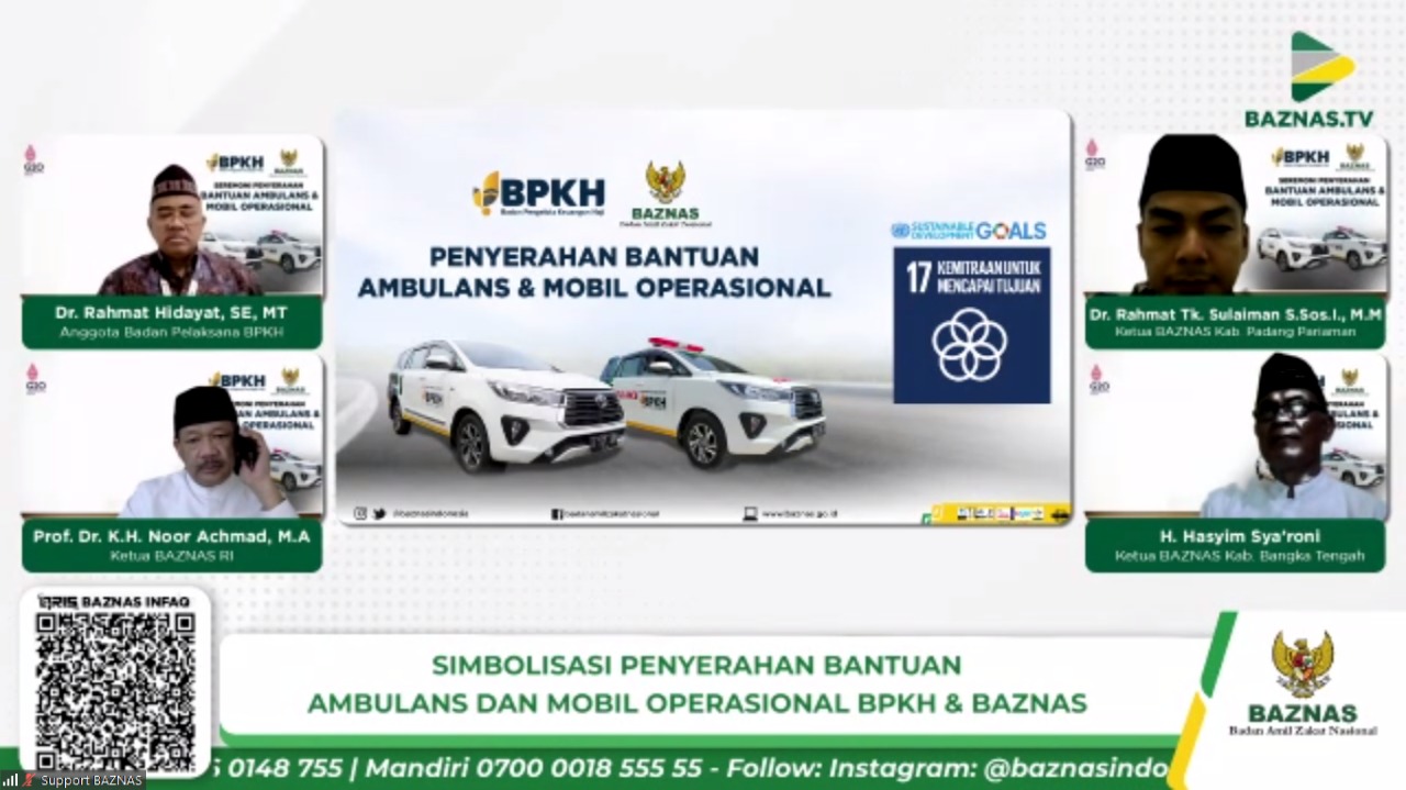 Penyerahan bantuan secara simmbolis untuk Baznas Padang Pariaman dan Baznas Bangka tengah