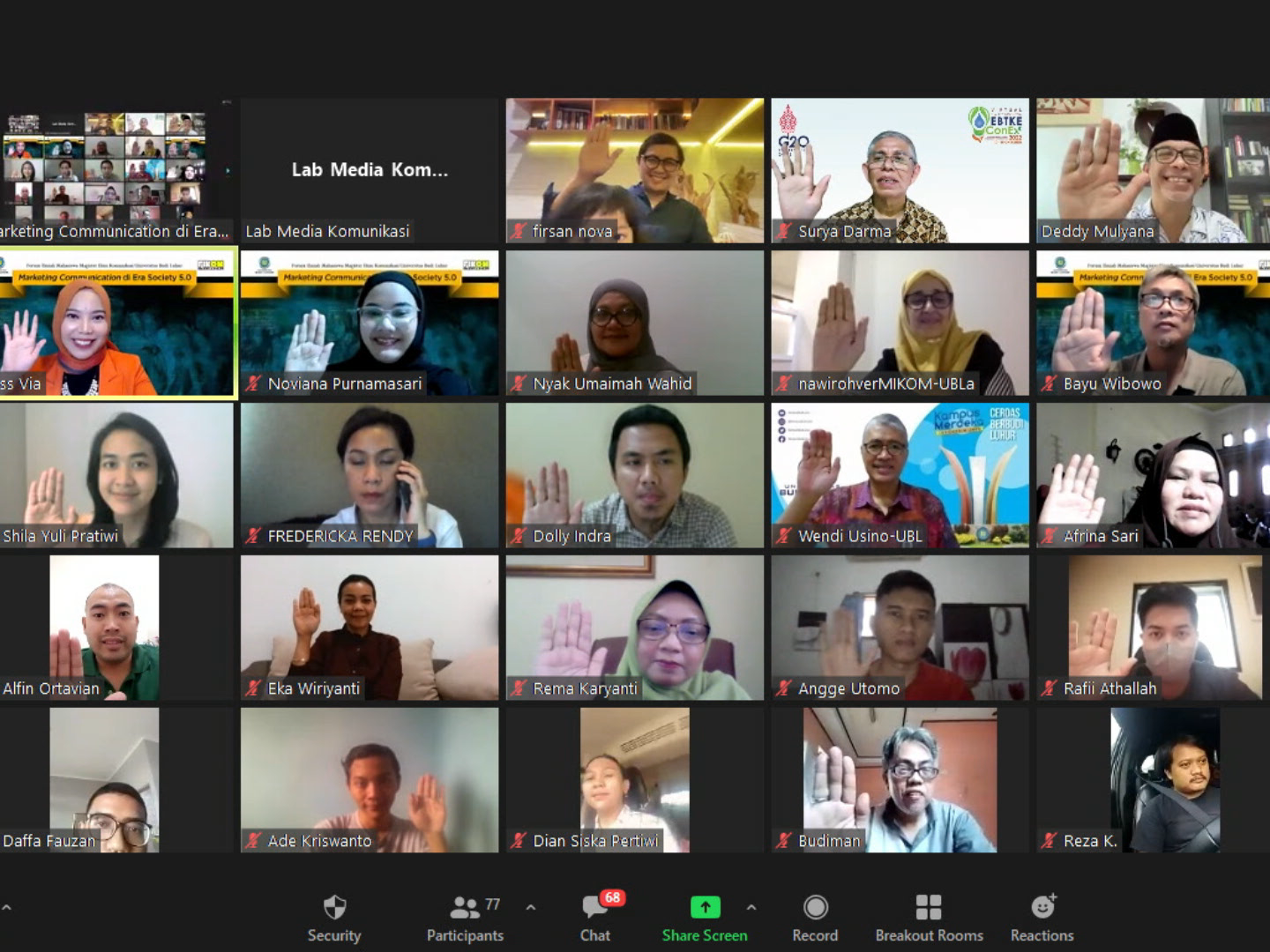 Webinar bertajuk Marketing Communication di Era Society 5.0, Sabtu (11/6).