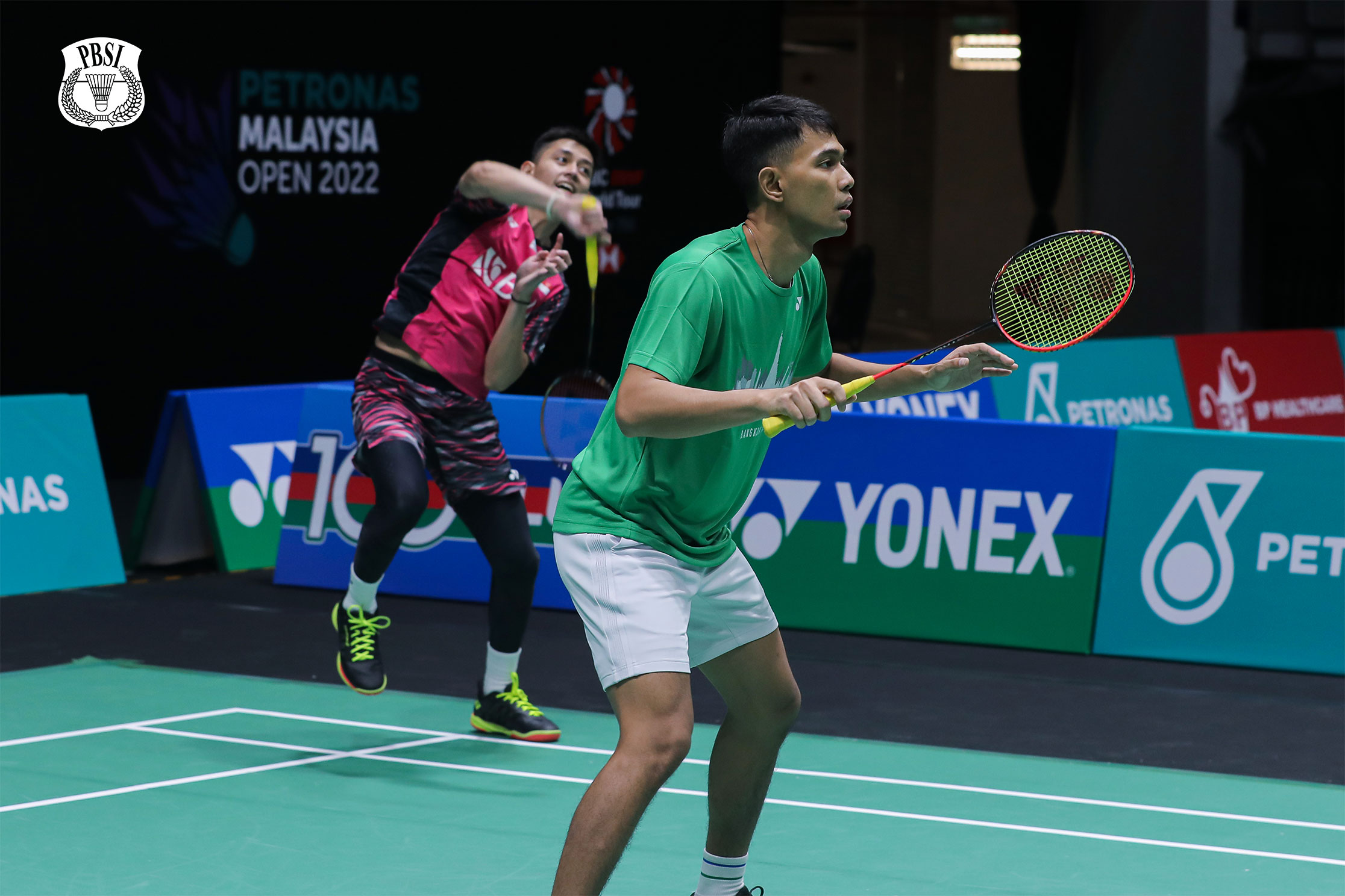 Ganda putra Indonesia Muhammad Rian Ardianto dan Fajar Alfian berlatih jelang tampil di Malaysia Terbuka.