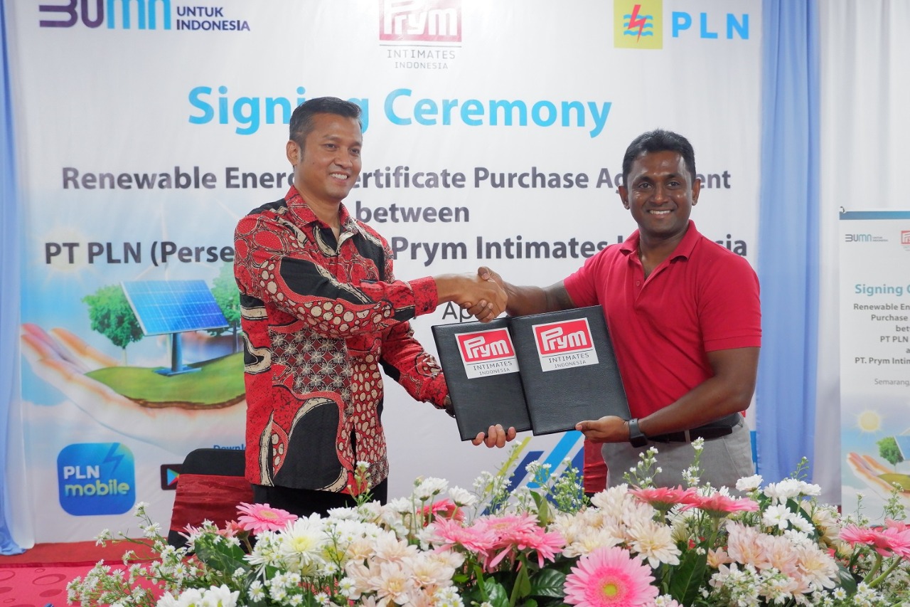 Penandatanganan kerja sama Prym Intimates dengan PLN untuk penggunaan listrik yang bersumber dari EBT