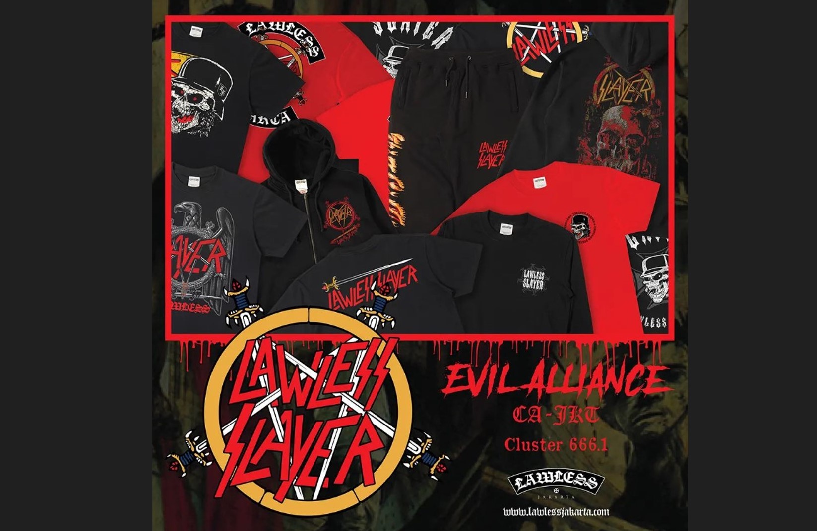 Merchadise hasil kolaborasi Lawless Jakarta dengan Slayer