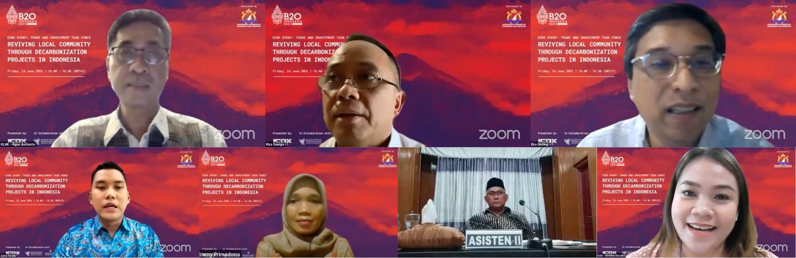 Webinar Reviving Local Community Through Decarbonization Projects in Indonesia yang digelr B20 Indonesia