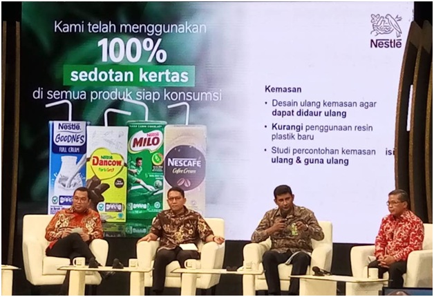 Presiden Direktur PT Nestle Indonesia Ganesan Ampalavanar saat menjadi pembicara di acara MGN Energy Summit 2022.