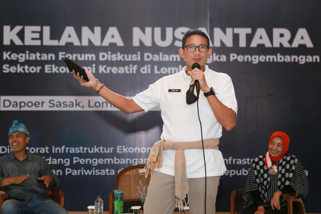 Menparekraf Sandiaga Salahudin Uno menjadi pembicara pada acara Kelana Nusantara di Kota Mataram, Lombok, NTB, pada Sabtu (25/6).