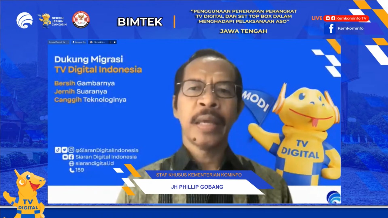 Staf Khusus Menkominfo Philip Gobang dalam Webinar Bimtek Set Top Box TV Digital