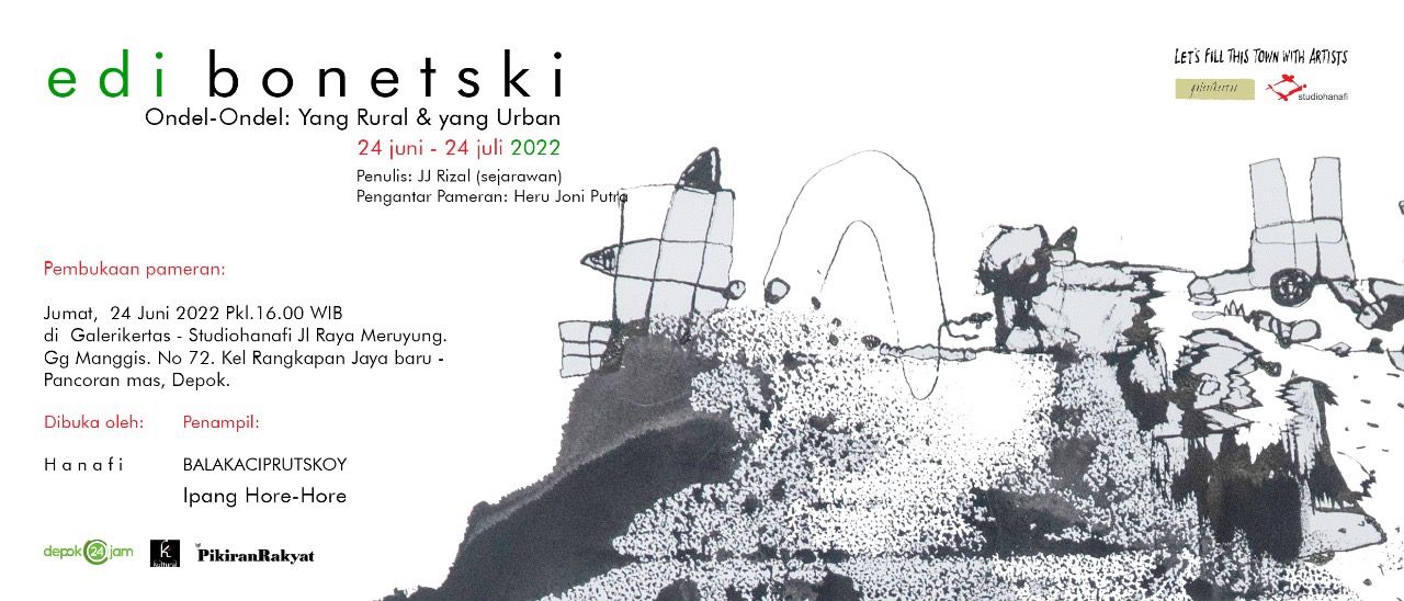Pameran Ondel-Ondel: yang Rural dan yang Urban karya Edi Bonetski di Galerikertas Studiohanafi, Jakarta. 