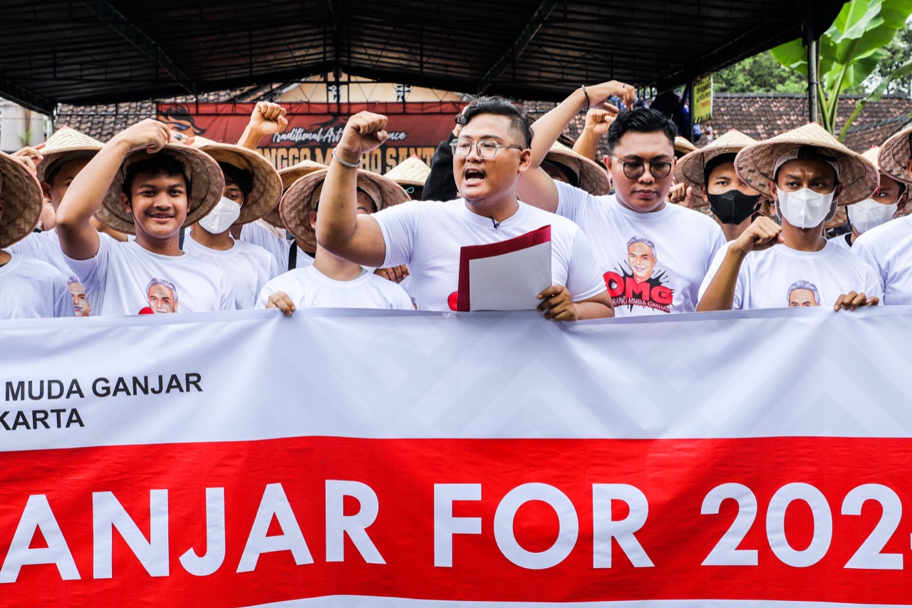 Orang Muda Ganjar (OMG) Yogyakarta, mendeklarasikan dukungannya untuk Gubernur Jawa Tengah, Ganjar Pranowo menjadi Presiden 2024.