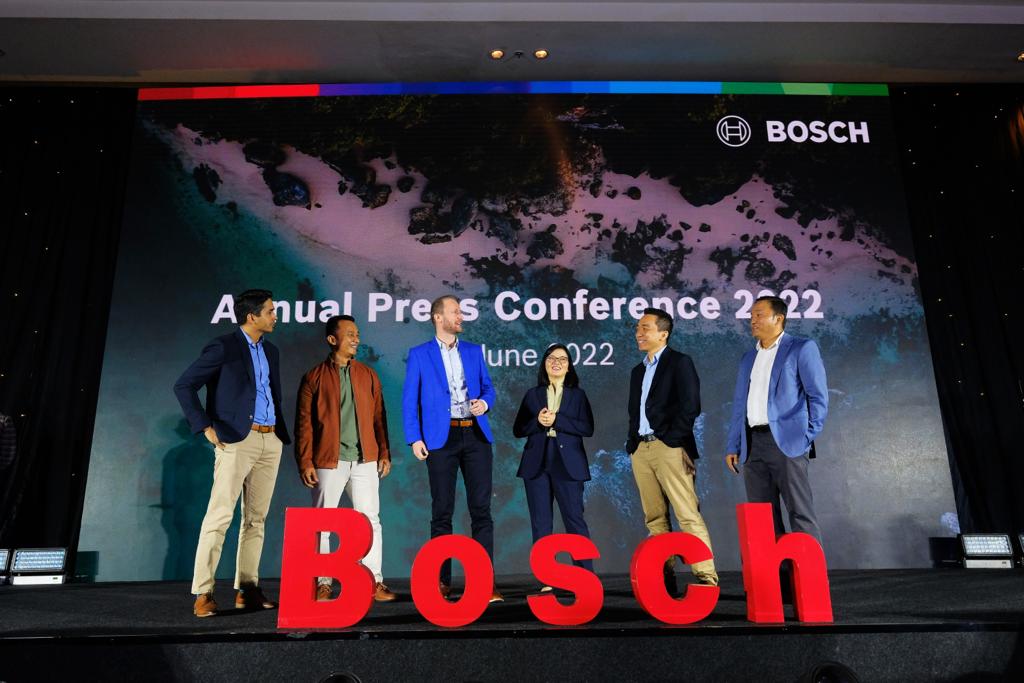 Konferensi pers laporan tahunan kinerja perusahaan Bosch di Jakarta.