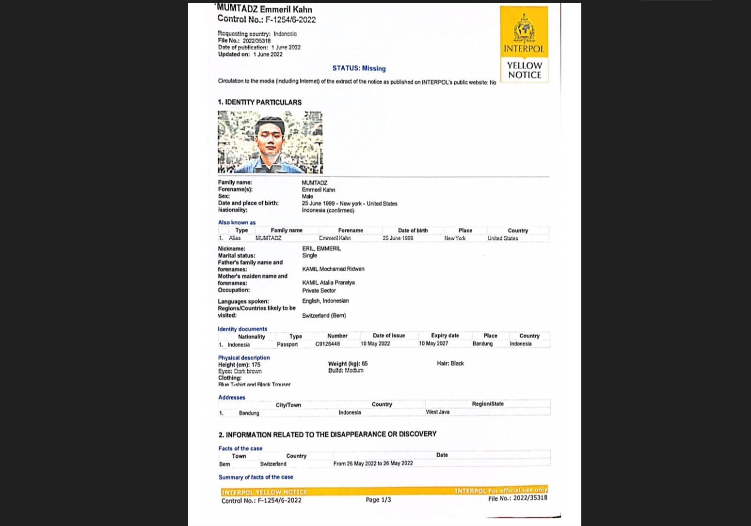 Yellow Notice Emmeril Terbit