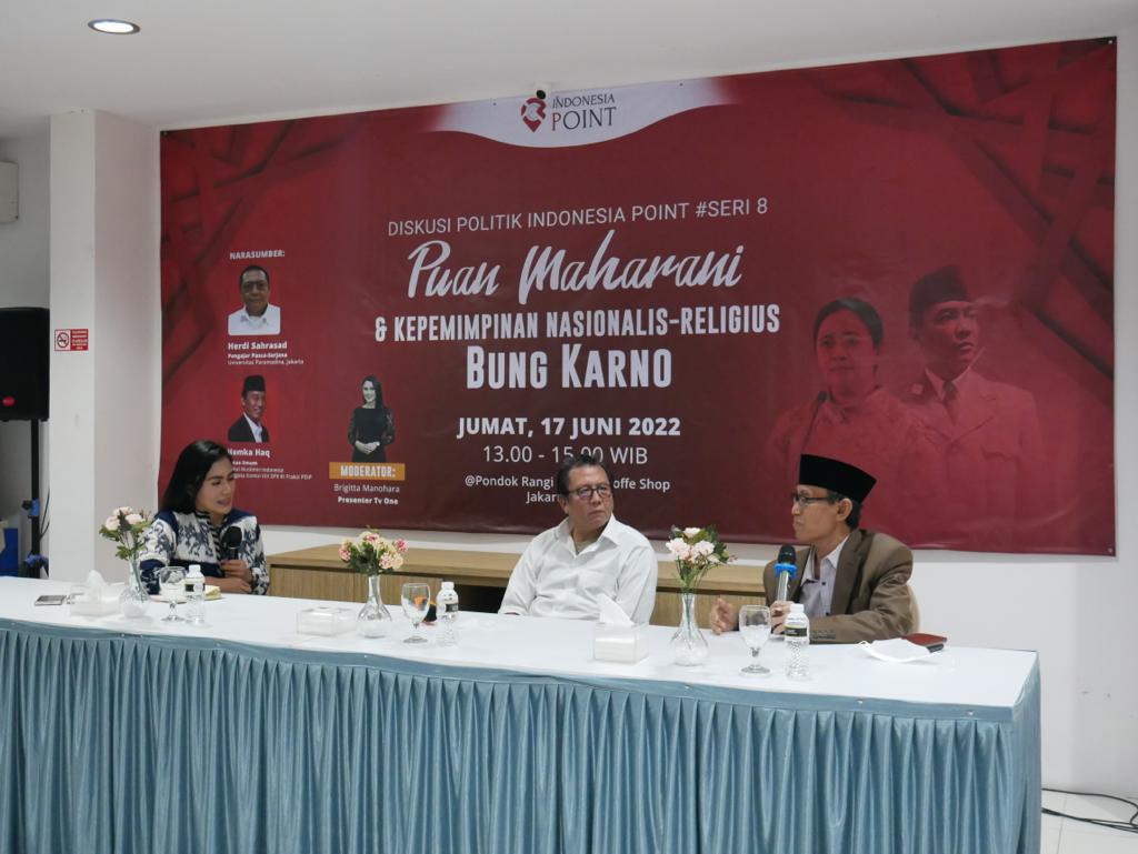 Ketua Baitul Muslimin Indonesia Hamka Haq saat berbicara dalam diskusi mengenai Puan Maharani