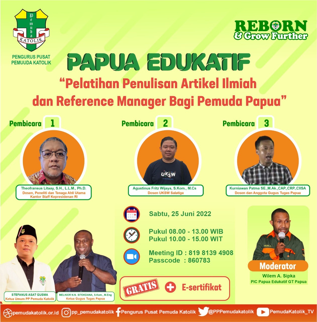 Pelatihan Penulisan Artikel Ilmiah dan Reference Manager Bagi Pemuda Papua.