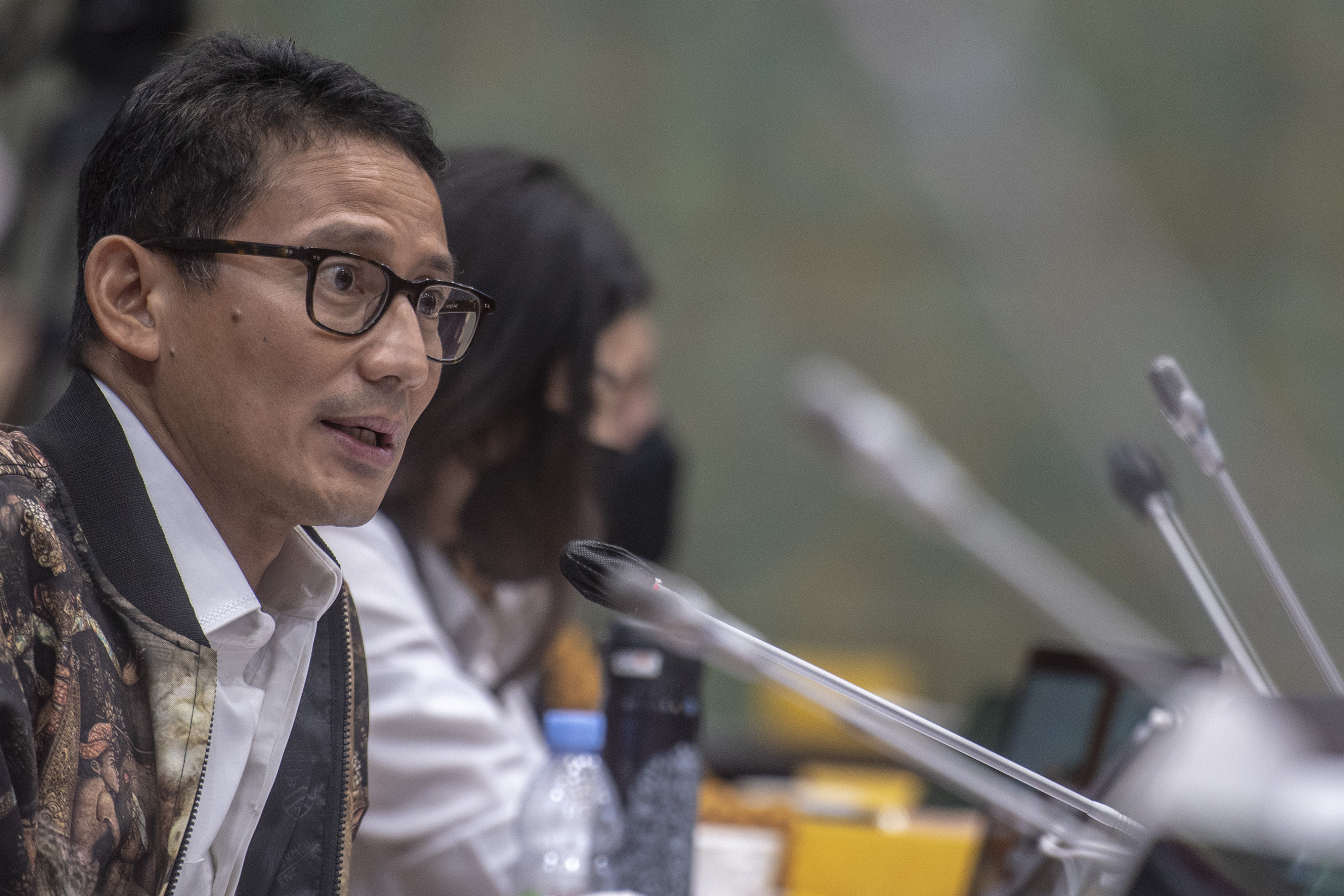 Menteri Parekraf Sandiaga Uno saat mengikuti rapat kerja dengan DPR RI.