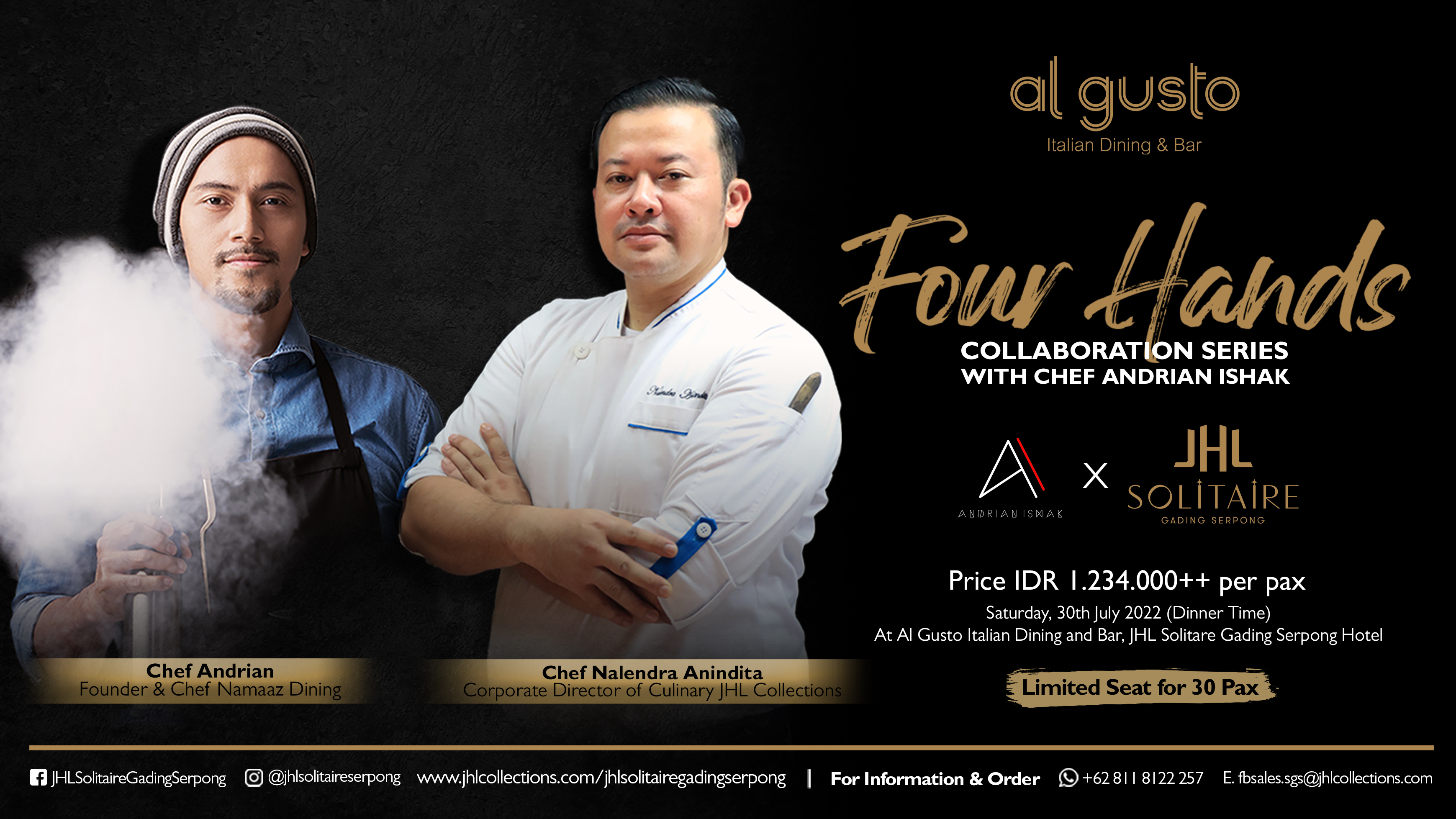 Ajang Four Hands with Chef Andrian Ishak yang digelar JHL Solitaire