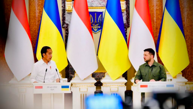 Presiden Joko Widodo dan Presiden Ukraina Volodymyr Zelenskyy