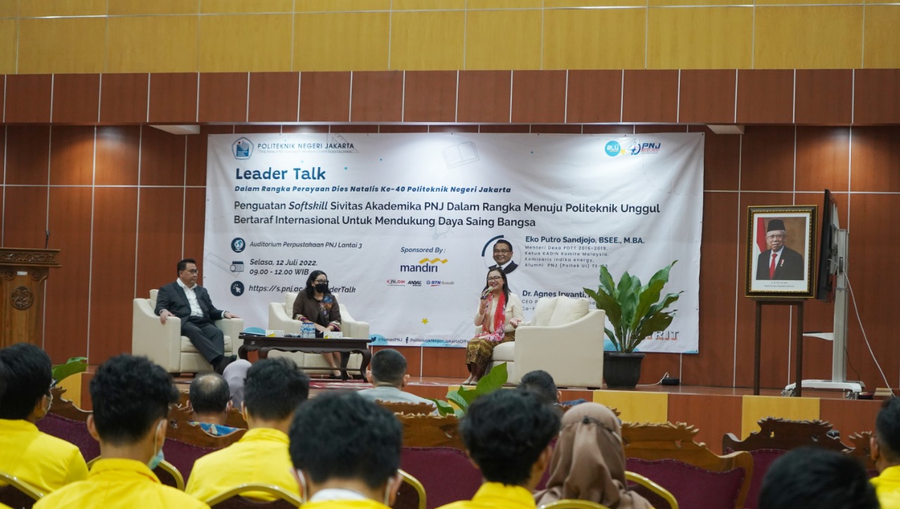 Dies Natalis ke-40 Politeknik Negeri Jakarta menggelar learder talk untuk mengoptimalkan daya saing mahasiswa PNJ di dunia kerja, Selasa (12