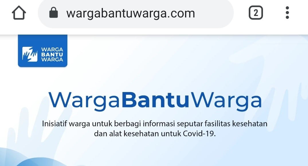 Tangkapan layar situs wargabantuwarga 