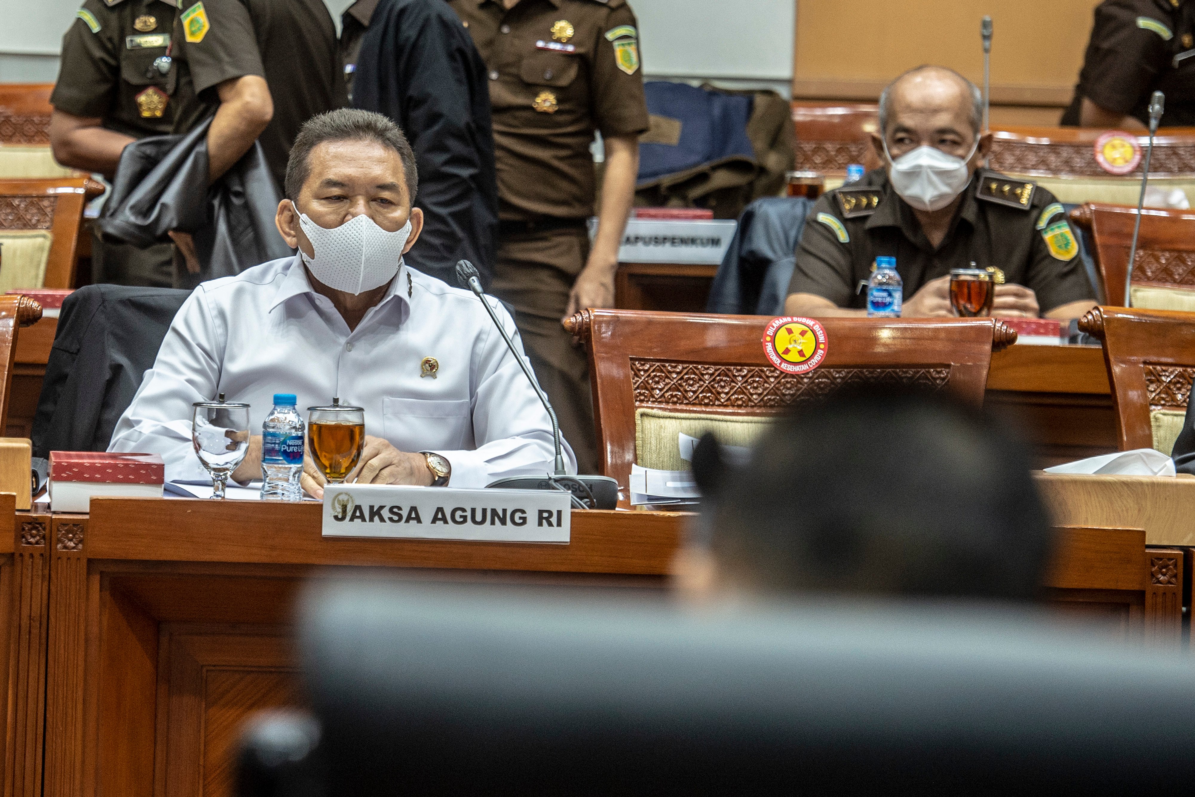 Jaksa Agung ST Burhanuddin saat mengikuti rapat kerja dengan Komisi III DPR.