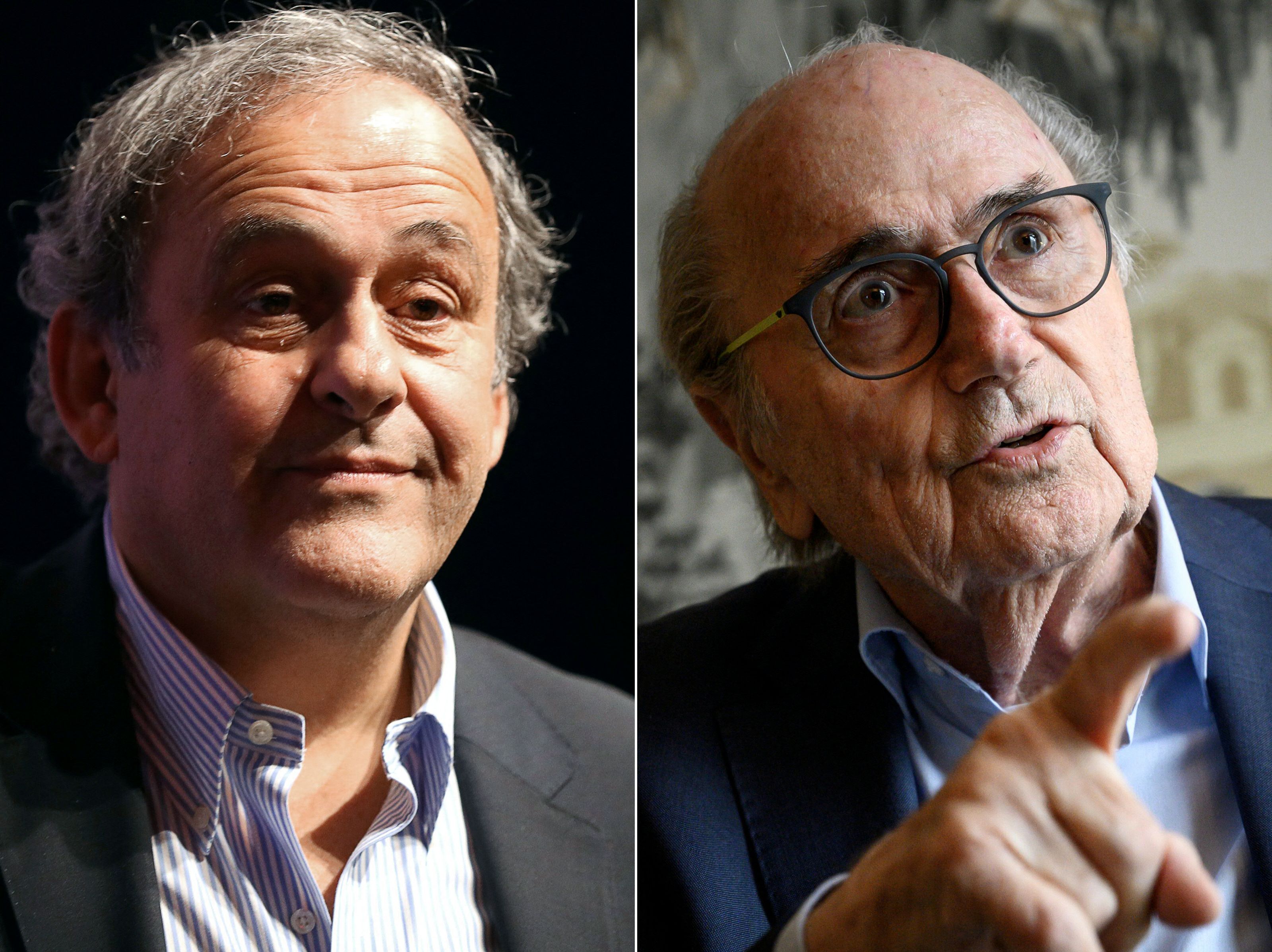 Michel Platini (kiri), Sepp Blatter (kanan) 