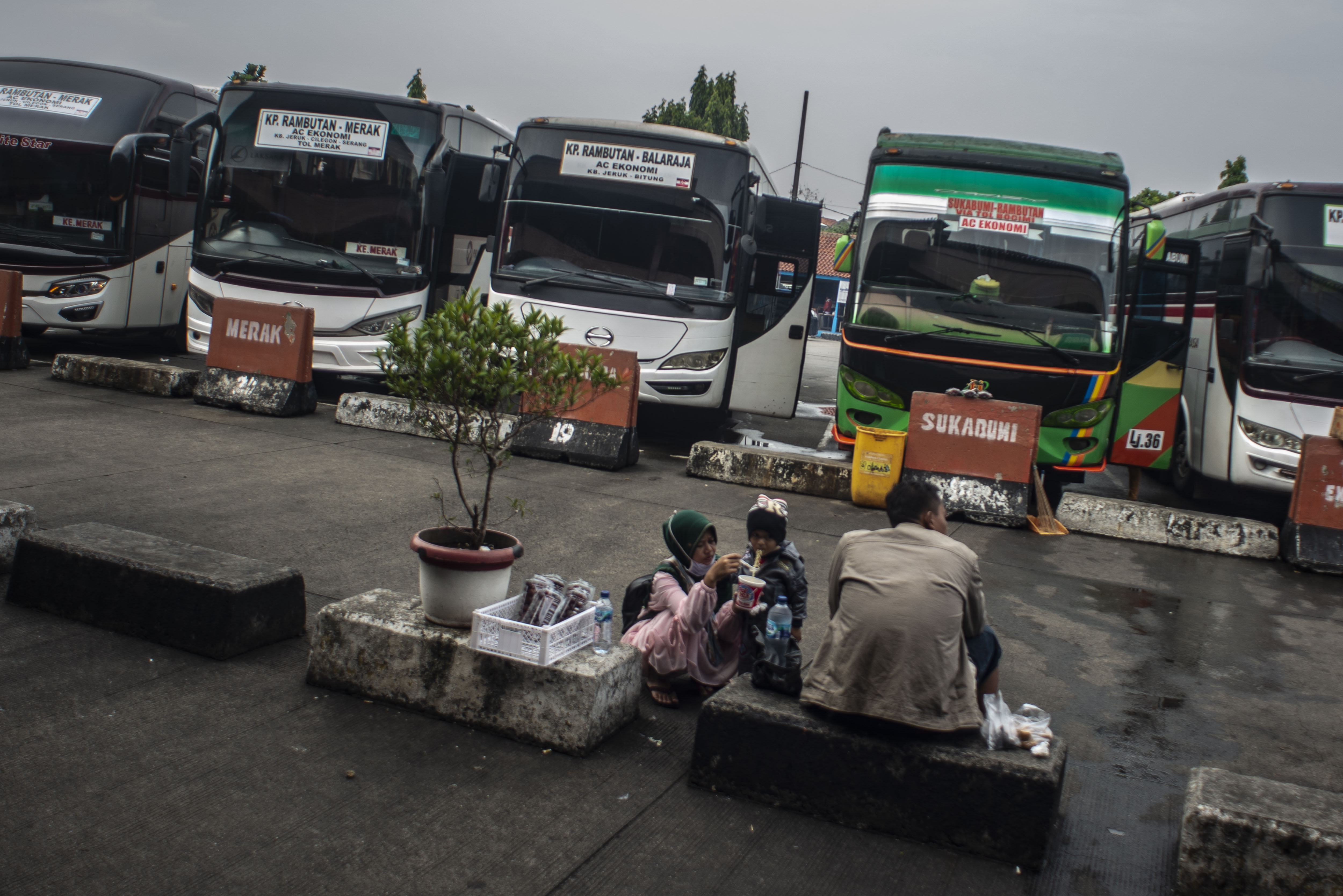 Deretan bus antarprovinsi di Terminal Kampung Rambutan, Jakarta. 