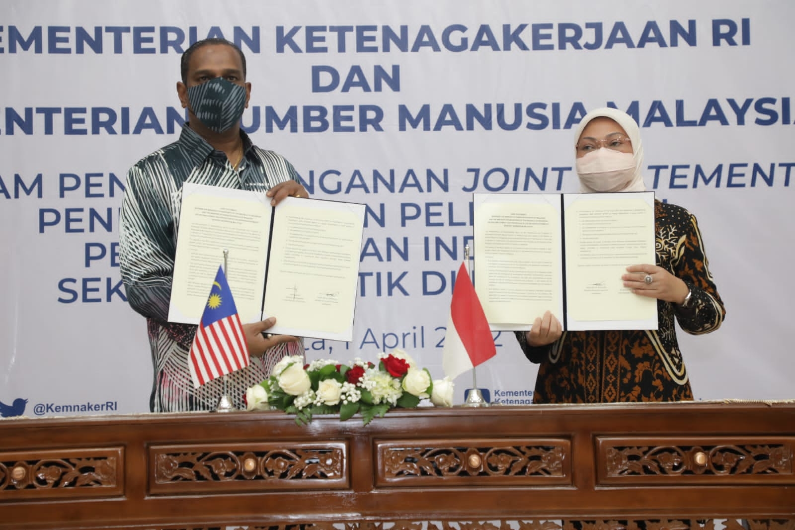 Sebelumnya Menaker RI Ida Fauziyah dan Menteri Sumber Daya Manusia Malaysia, Dato’ Sri M. Saravanan telah menandatangani MoU pada April lalu