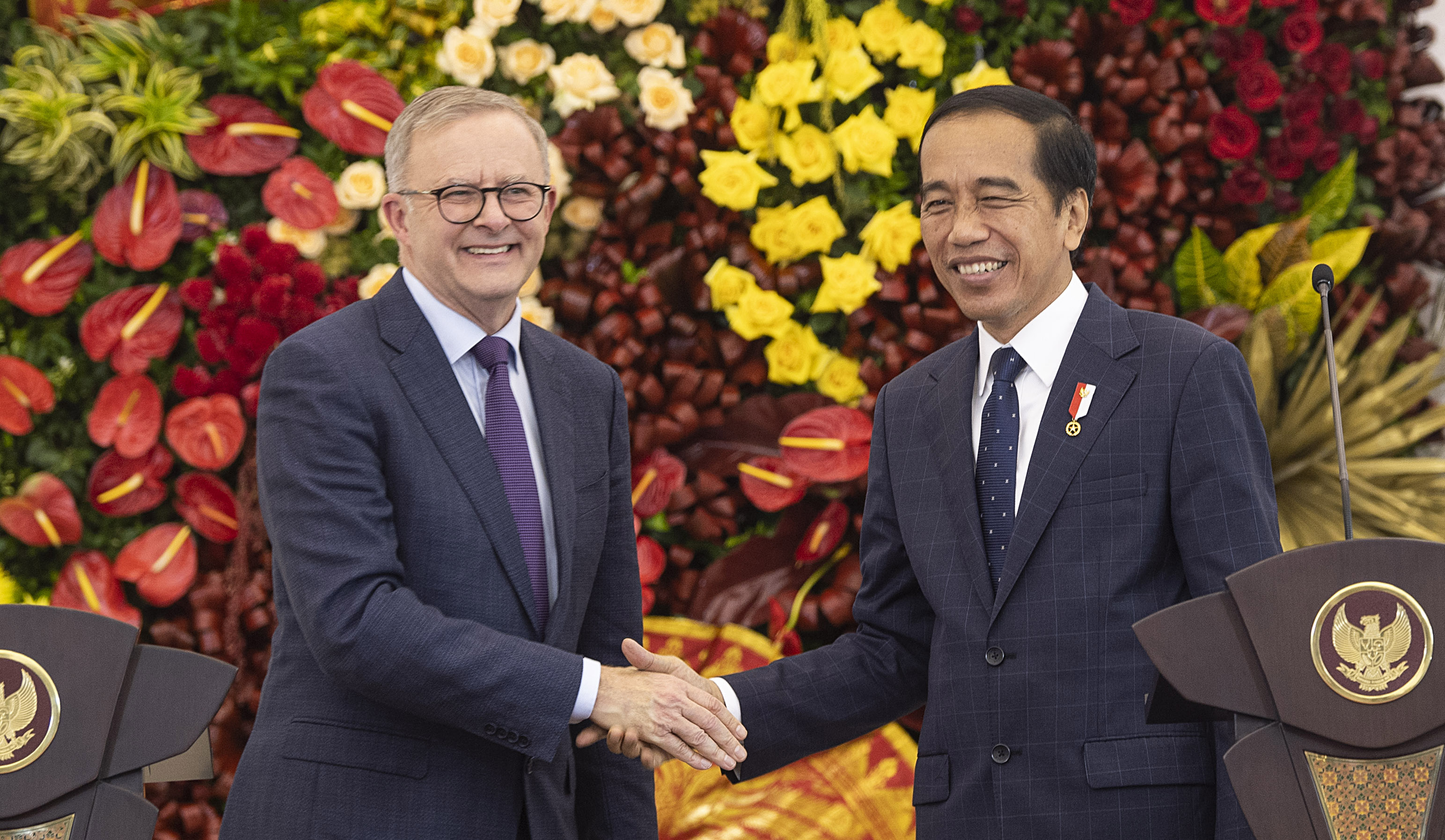 Presiden RI Joko Widodo menerima kunjungan PM Australia Anthony Albanese di Istana Kepresidenan Bogor, Jawa Barat, 6 Juni 2022.