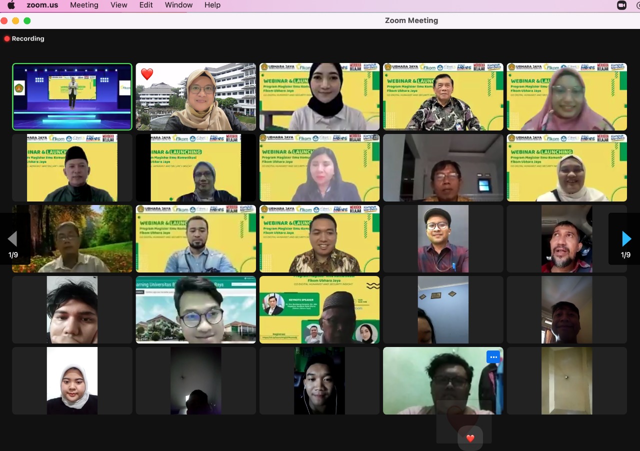 Acara webinar dan launching program magister ilmu komunikasi Fikom Ubhara Jaya.   