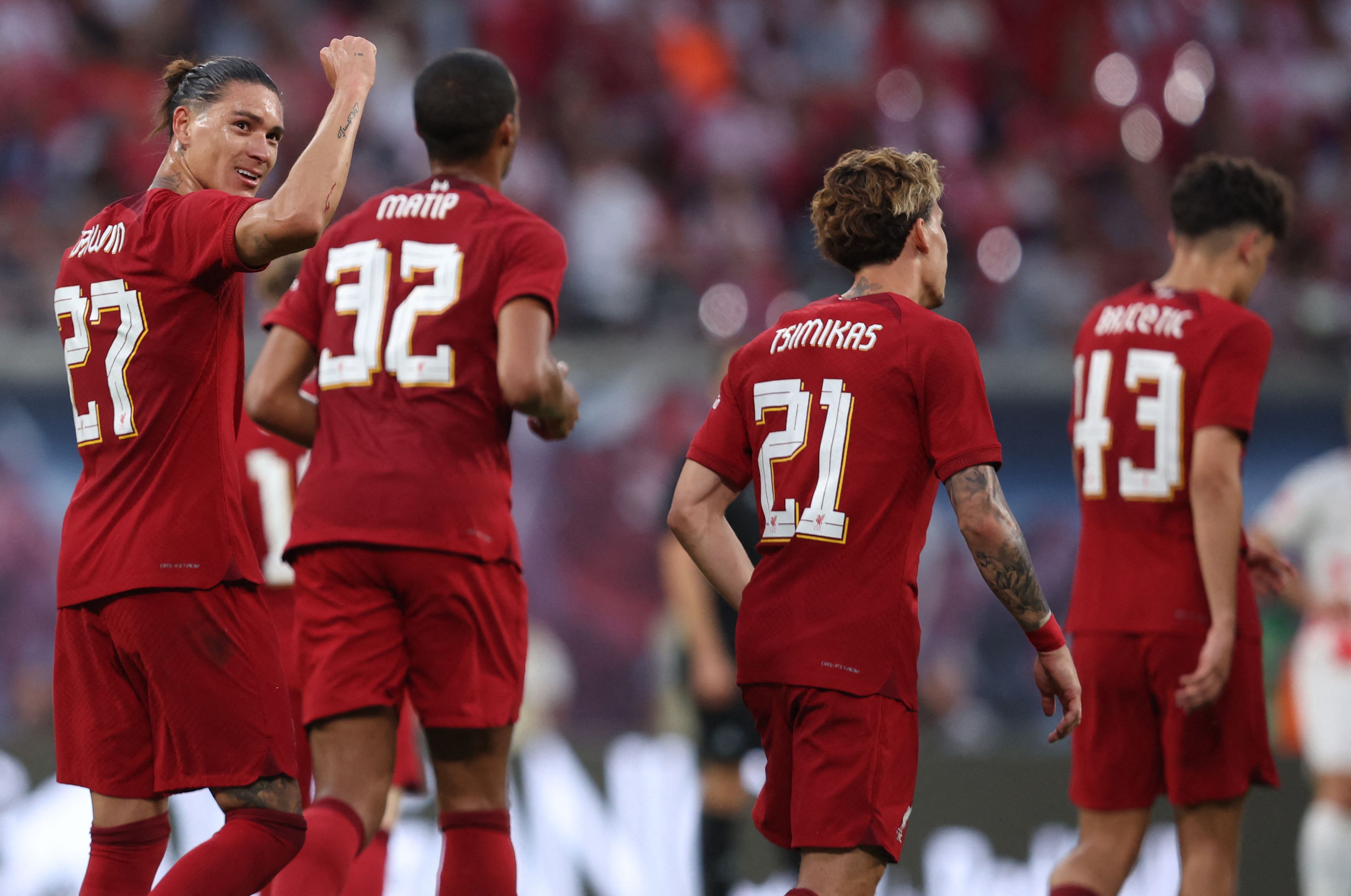 Pemain Liverpool saat berlaga di pertandingan persahabatan.